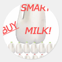 "Buy Smartly...Buy Milk!" Text w/ Cartons Sticker