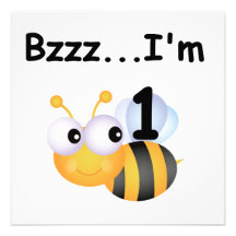 Buzz Bumblebee 1st Birthday T-shirts and Gifts Custom Invite