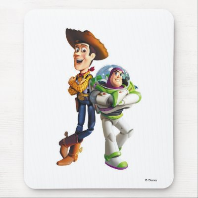 Buzz Lightyear &amp; Woody standing back to back Mouse Pads by disney
