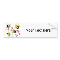 Buzzed Bees in Garden Flowers Bumper Sticker