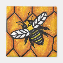 Buzzing Bee on Honeycomb Magnet
