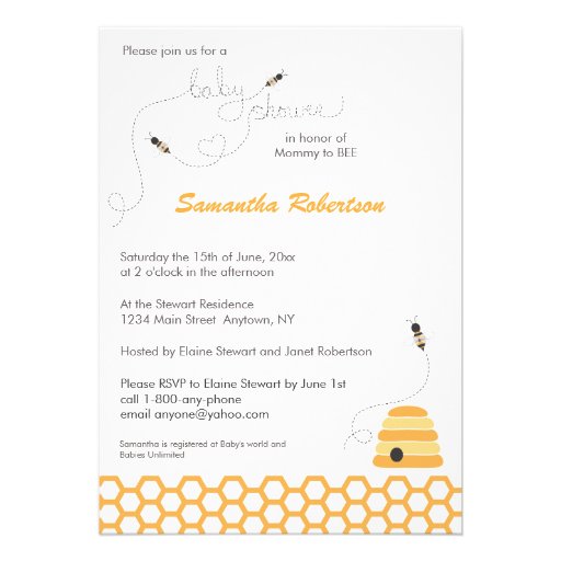 Buzzing Bees Baby Shower Invitation