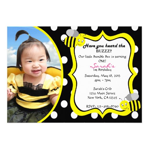 Buzzing Bumble Bee Invitation - Yellow / Black