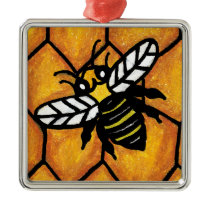 Buzzing Cute Bee Honeycomb Christmas Ornament