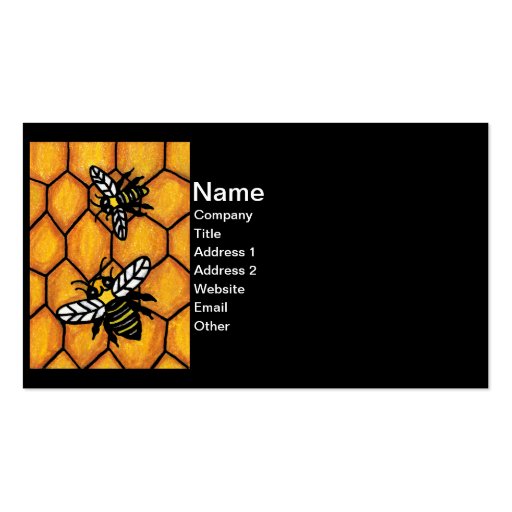 Buzzing Cute Bees Honeycomb Business Cards (front side)