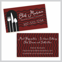 BW dinner utensils fork chef catering business car business cards