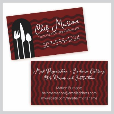 BW dinner utensils fork chef catering business car Business Card Templates 