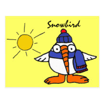 BW- Funny Snowbird Postcard