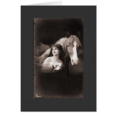 BW Horse and Lady 1 card