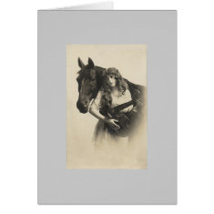 BW Horse and Lady 2 card