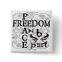 bX Barrel X Limited Peace Freedom Pinback Button
