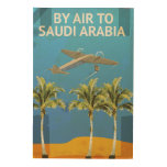 By Air To Saudi Arabia Vintage Travel poster Wood Canvas