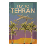 By Air To Tehran Vintage Travel poster Wood Canvas