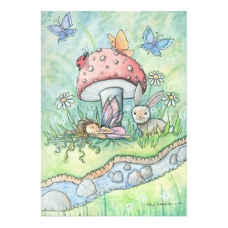 By the Banks of Silver Stream Fairy Bunny Poster print
