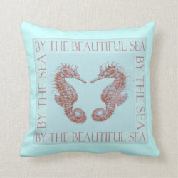 by the beautiful sea- blue and red cocoa pillow