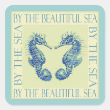 By the Beautiful Sea- blue seahorse stickers