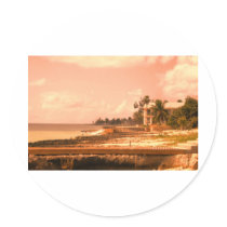 By The Ocean (Peach Tone) Round Stickers