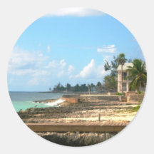 By The Ocean Round Sticker