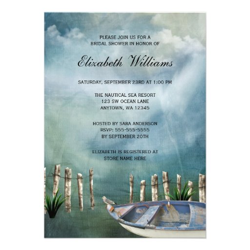 By The Sea Nautical Bridal Shower Invitations