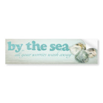 By the sea shells beach car bumper sticker