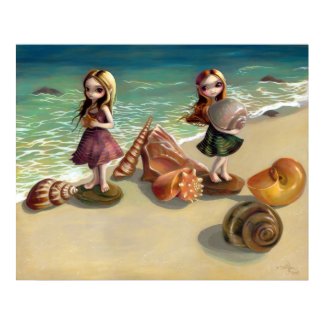By the Seaside beach ocean fairy Art Print print
