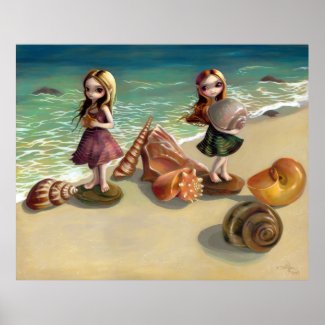 By the Seaside beach ocean fairy Art Print print