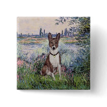 By the Seine - Basenji Pinback Buttons