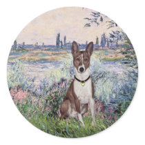 By the Seine - Basenji Round Sticker