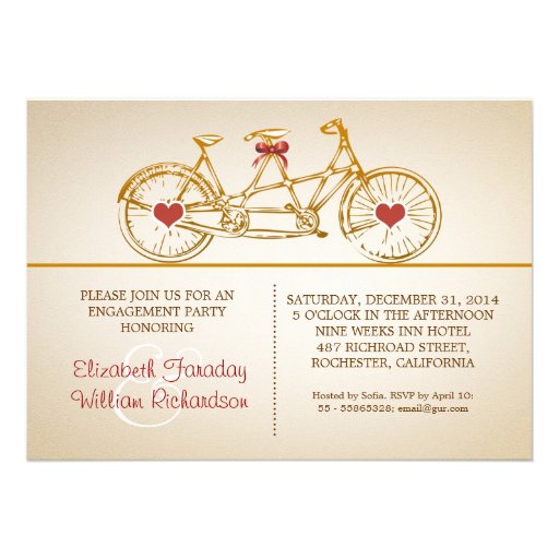 bycicle cute engagement party invitations