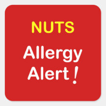 c1 - Allergy Alert - NUTS. Square Sticker