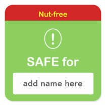 c4 - SAFE FOOD LABEL with Custom Name ~ NUT-FREE. Sticker