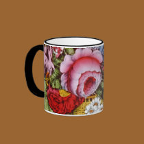 c. 1872 Currier & Ives Flower Basket MUG or Cup