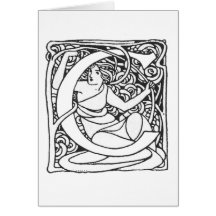 C-Art Nouveau Lady Intitial Card