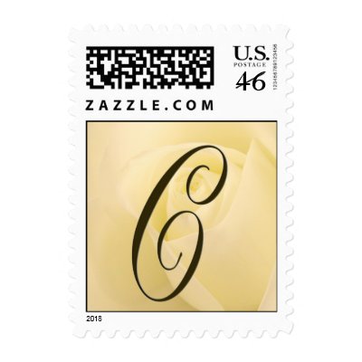 C - Custom Monogram Postage White Rose