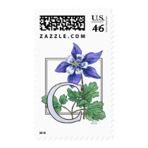 C for Columbine Flower Monogram Postage postage