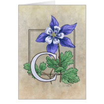 C for Columbines Flower Monogram Cards cards