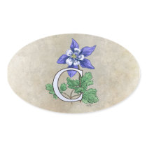 C for Columbines Flower Monogram stickers