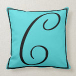 C INITIAL PILLOW - Letter C on Aqua Background pillows