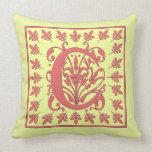 C INITIAL PILLOW - Pink C on YELLOW Background pillows