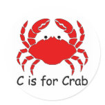 C is for Crab Round Stickers