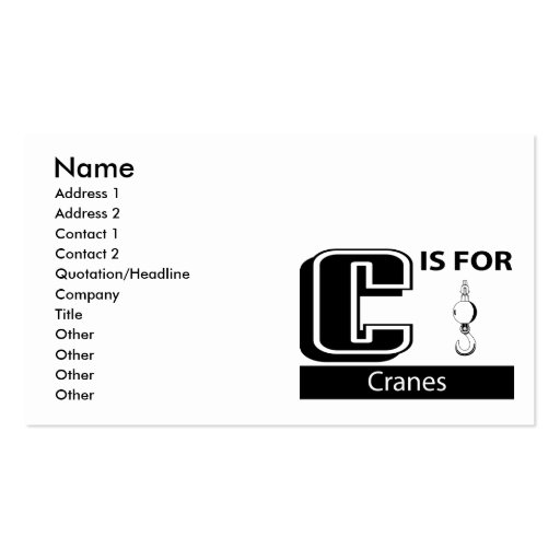 C Is For Cranes Business Card (front side)