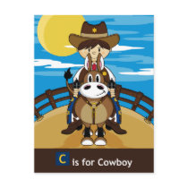 C is for Cute Cowboy Scene postcards