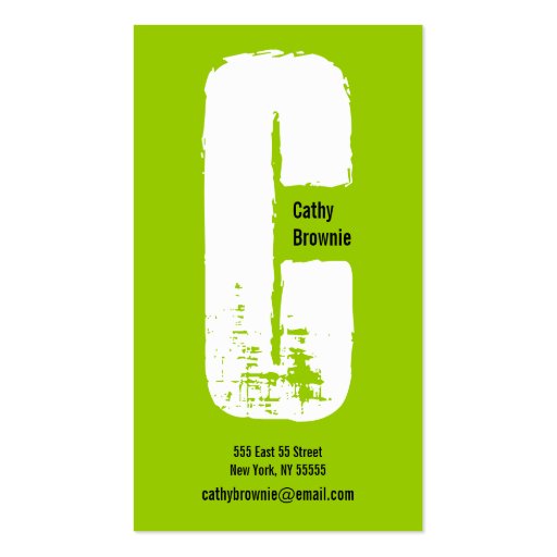 C Letter Alphabet Business Card Olive (front side)