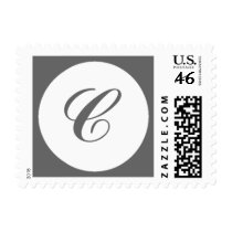"C monogram" Wedding Postage Stamp grey gray