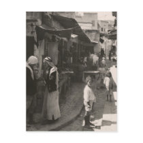 ca 1935 Street in Nazareth, vegetable market Postcards