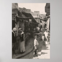 ca 1935 Street in Nazareth, vegetable market Posters