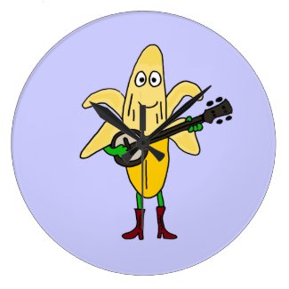 CA- Banana Playing Banjo Wall Clock