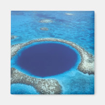CA, Belize. Aerial view of Blue Hole (diameter Magnets