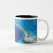 CA, Belize. Aerial view of Blue Hole (diameter Mug