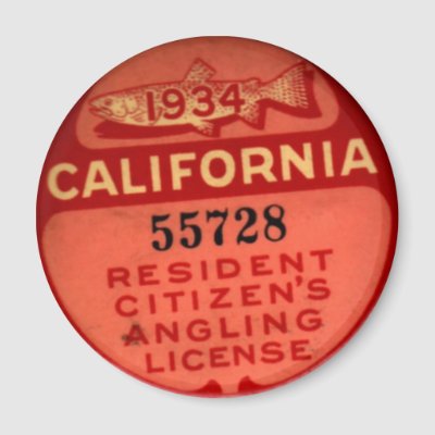 California Fishing License on This Reproduction Of A 1934 California Fishing License Has Been Made